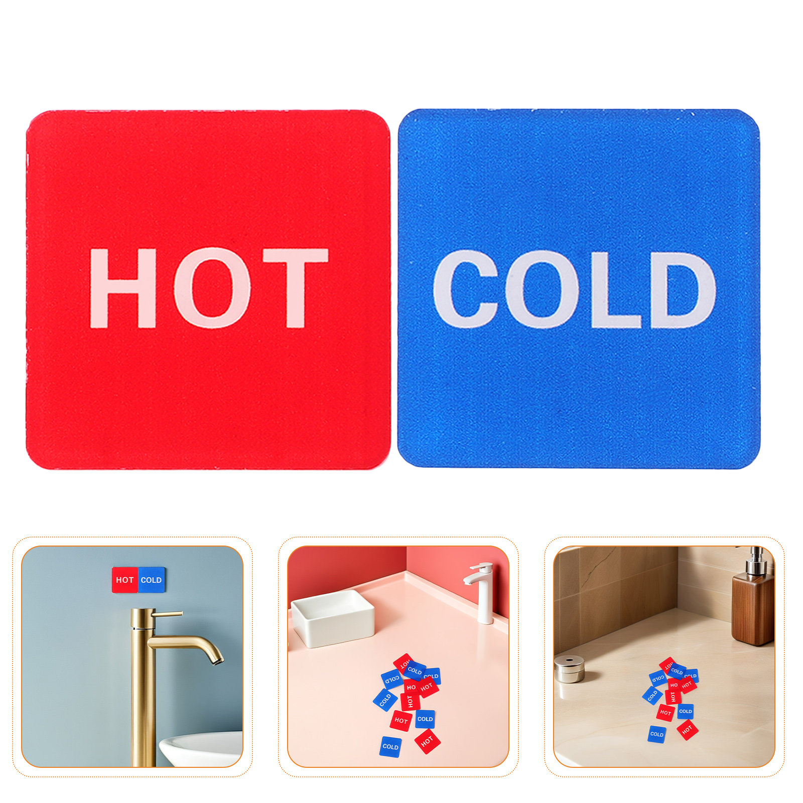 Home Bathroom Toilet - 20Pcs Hot Cold Water Identification Labels