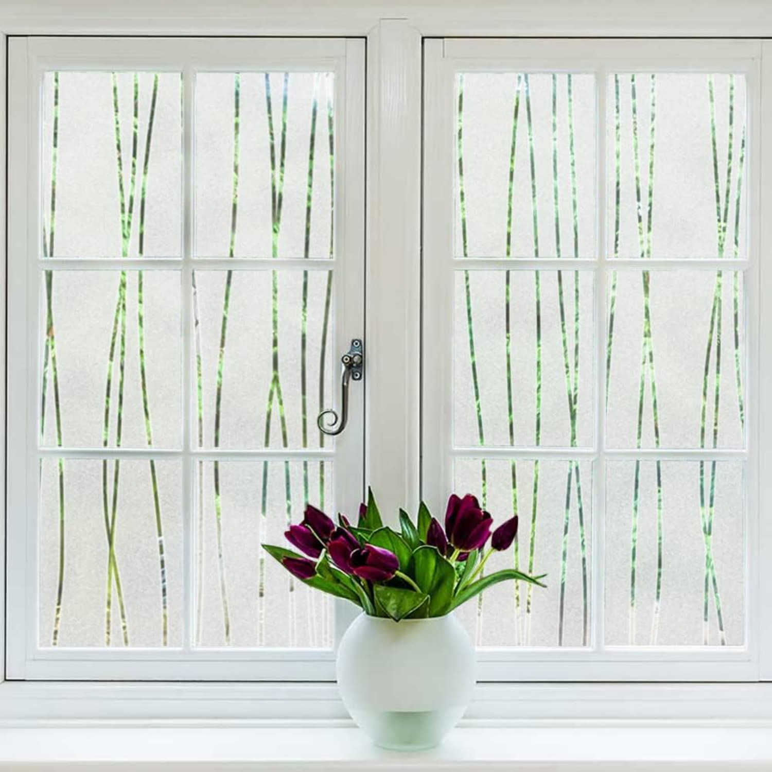 Stripe Pattern Frosted Window  - Home Bathroom Window Tint 评论和价格