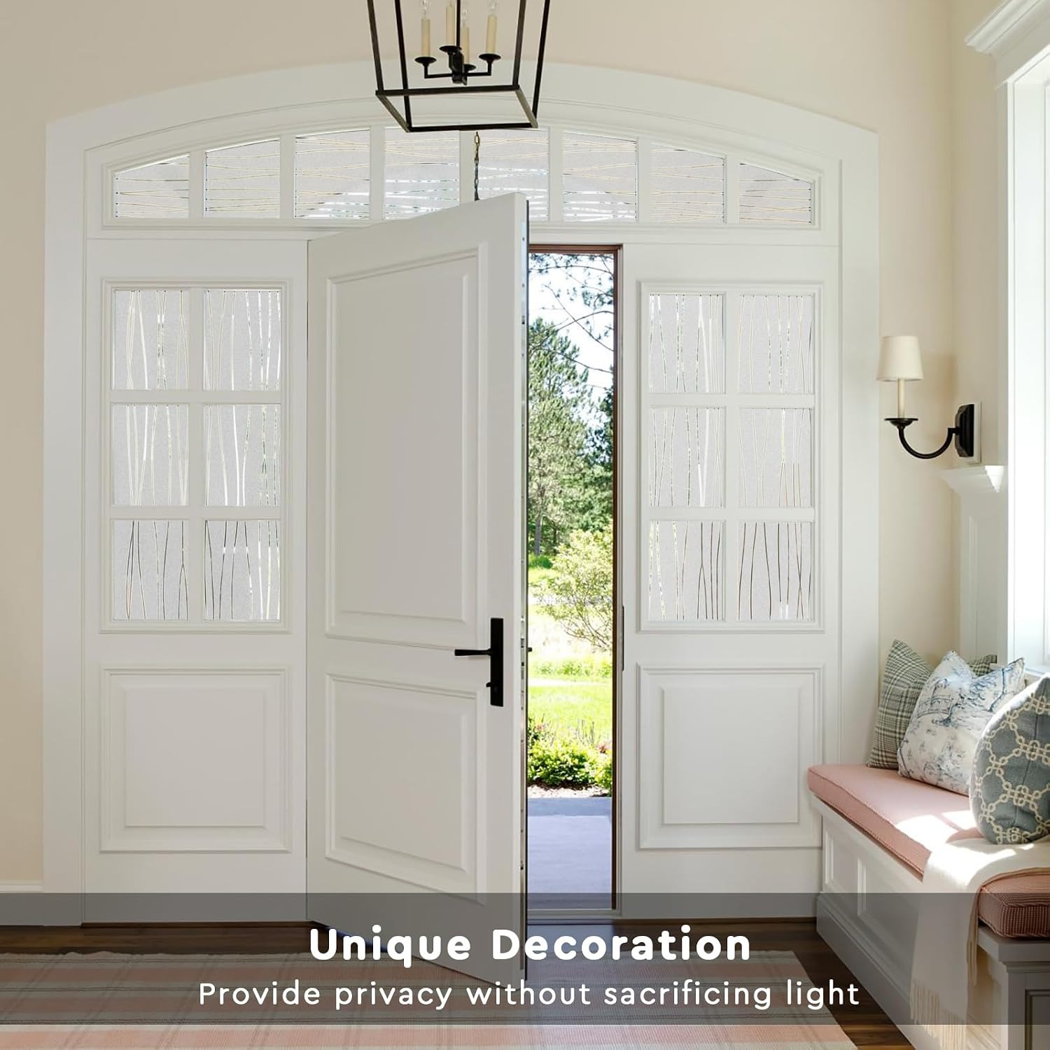 Stripe Pattern Frosted Window  - Home Bathroom Window Tint 评论和价格