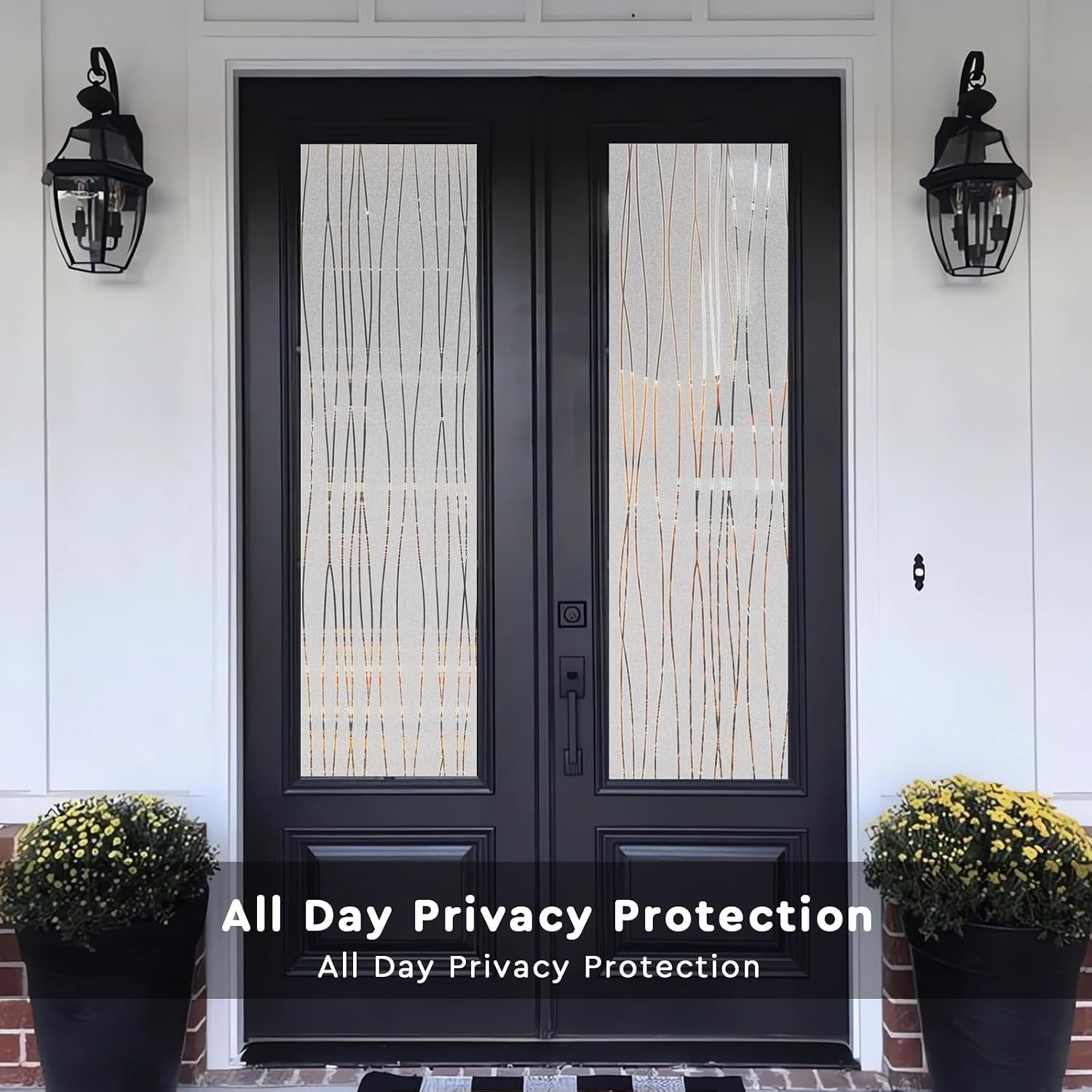 Stripe Pattern Frosted Window  - Home Bathroom Window Tint 评论和价格