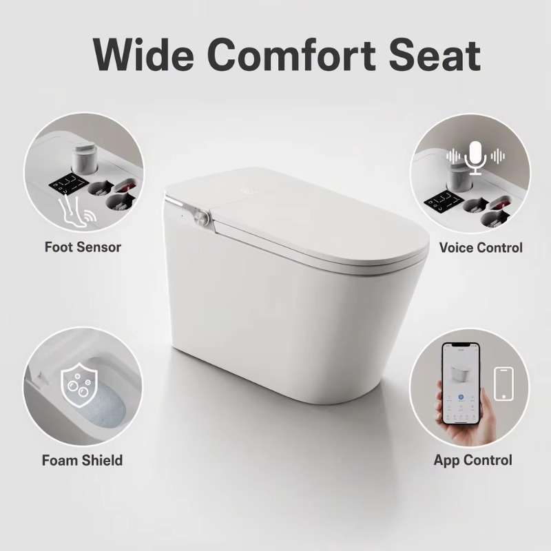 White Smart Toilet Square Bowl - Home Bathroom Toilet 评论和价格