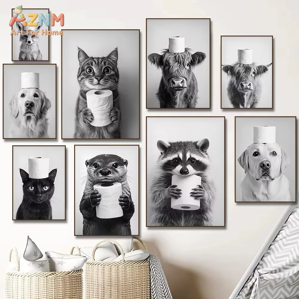 1PC, Highland Cow Otter Cat Ra - Home Bathroom Toilet 评论和价格