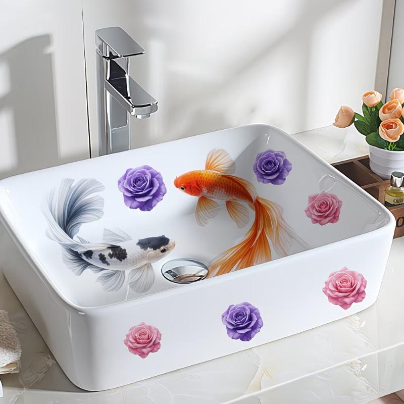 Lucky Koi And Floral Washbasin - Home Bathroom Wash Basin 评论和价格