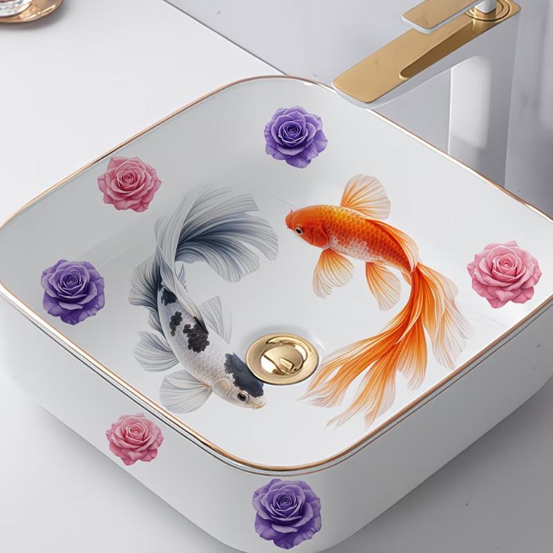 Lucky Koi And Floral Washbasin - Home Bathroom Wash Basin 评论和价格