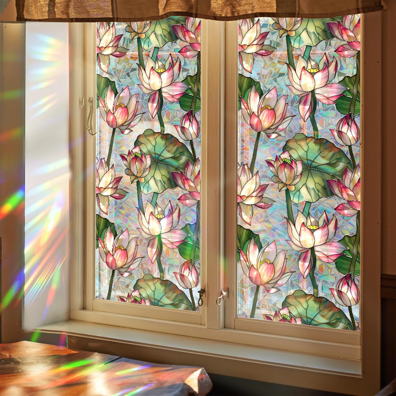 Lotus Flowers Stained Glass Wi - Home Bathroom Window Tint 评论和价格