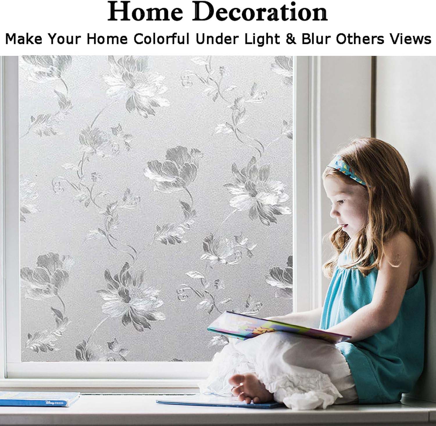 Floral Frosted Window Privacy  - Home Bathroom Window Tint 评论和价格