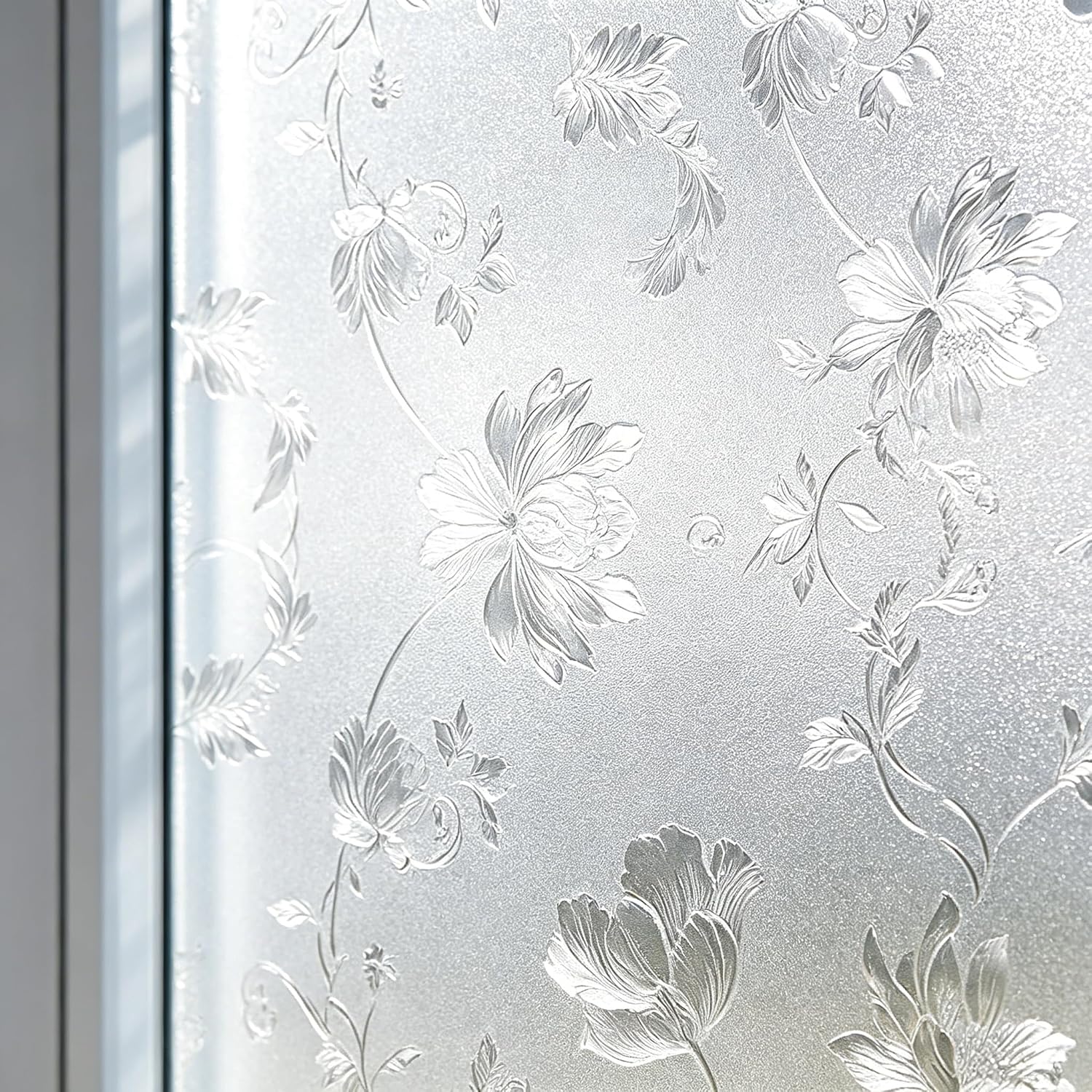 Floral Frosted Window Privacy  - Home Bathroom Window Tint 评论和价格