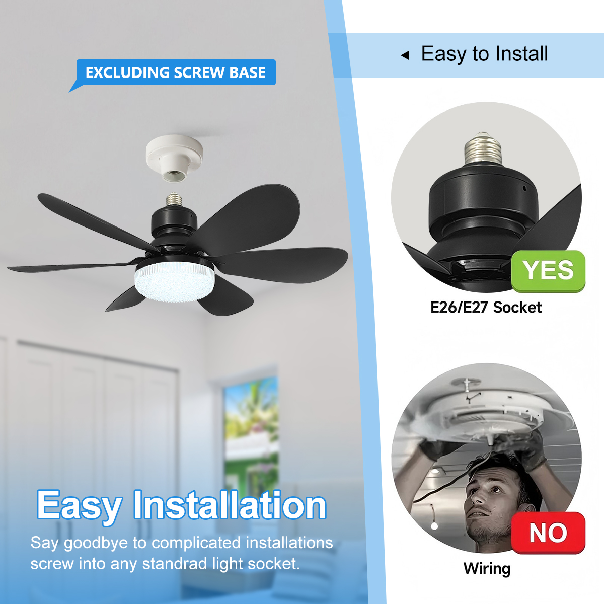 E27 Crystal Lampshade Ceiling  - Home Bathroom Fan 评论和价格
